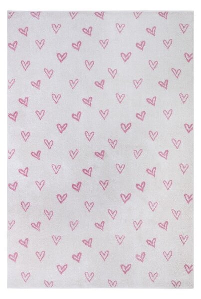 Bela/rožnata otroška preproga 120x170 cm Hearts – Hanse Home