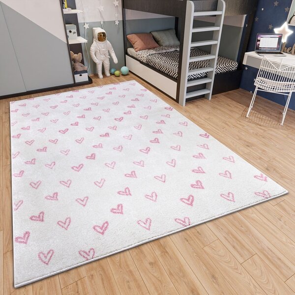 Bela/rožnata otroška preproga 120x170 cm Hearts – Hanse Home