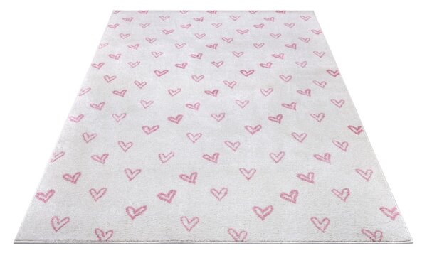 Bela/rožnata otroška preproga 120x170 cm Hearts – Hanse Home