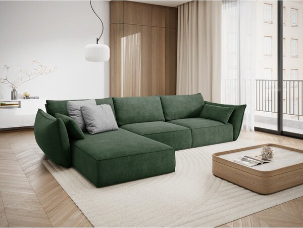 Temno zelen kotni kavč (levi kot) Vanda - Mazzini Sofas