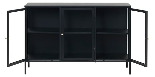 Črna kovinska vitrina 132x85 cm Carmel – Unique Furniture