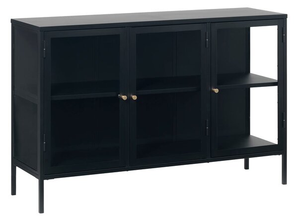 Črna kovinska vitrina 132x85 cm Carmel – Unique Furniture