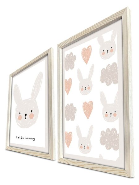 Otroške slike v kompletu 2 ks 38x53 cm Hello Bunny – Wallity