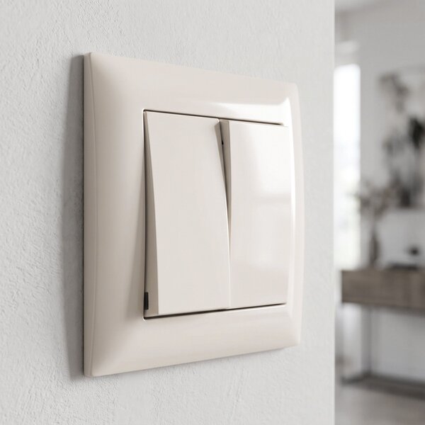 Dvojno Stikalo z Okvirjem OSTE JNH007-W BEIGE