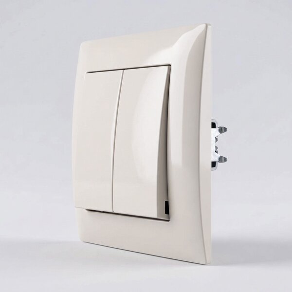 Dvojno Stikalo z Okvirjem OSTE JNH007-W BEIGE