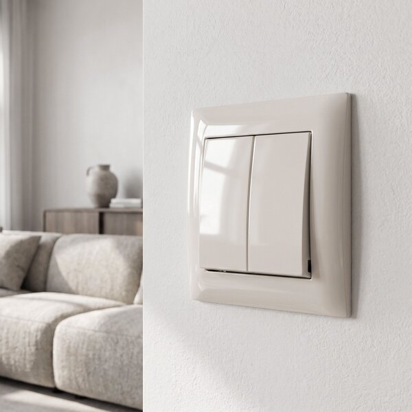 Dvojno Stikalo z Okvirjem OSTE JNH007-W BEIGE