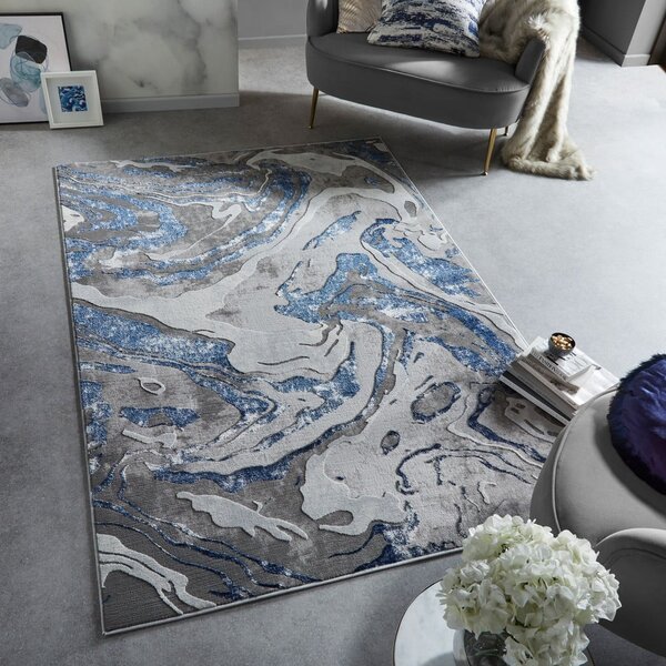 Modra/siva preproga 160x230 cm Marbled – Flair Rugs