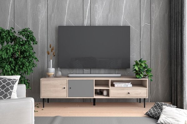 TV omarica v hrastovem dekorju v naravni barvi 180x50 cm Leon – Marckeric