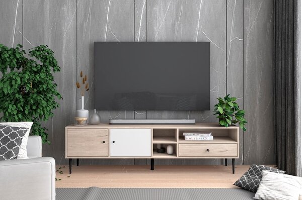 TV omarica v hrastovem dekorju v naravni barvi 180x50 cm Leon – Marckeric