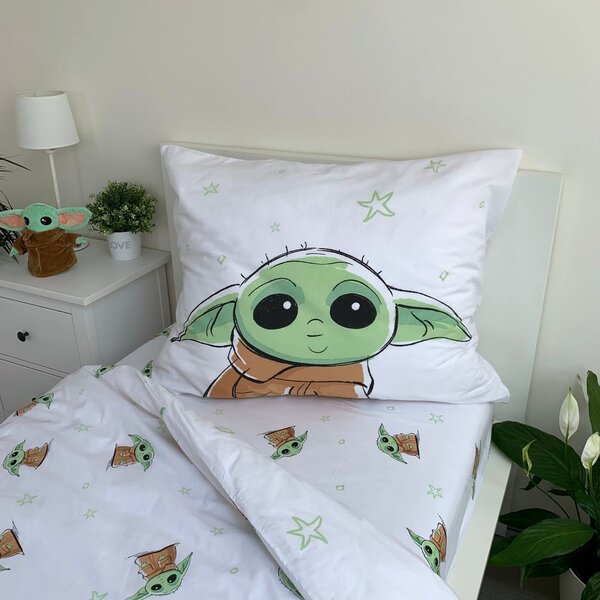 Bombažna otroška posteljnina 140x200 cm Star Wars Baby Yoda – Jerry Fabrics