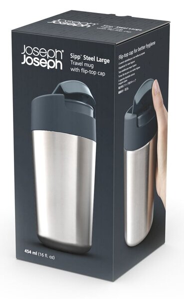 Temno moder/srebrn lonček to go 450 ml Sipp – Joseph Joseph