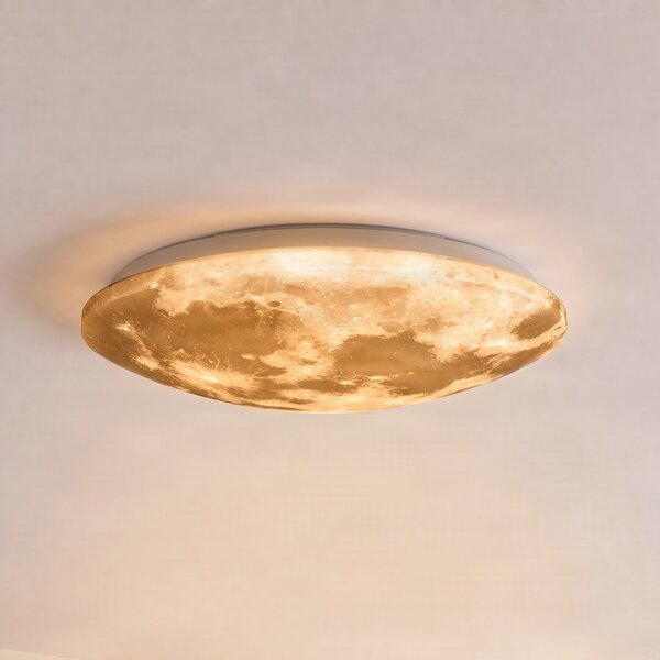 Trio Lighting LED stropna svetilka Lunar z daljinskim upravljalnikom 40cm, zatemnjen, Bela, Dnevna soba / jedilnica, Plastika, Sodobni