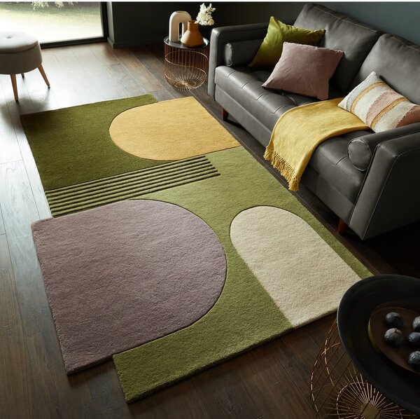 Zelena ročno tkana volnena preproga 120x180 cm Lozenge – Flair Rugs