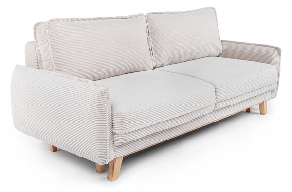 Bež raztegljiva sedežna garnitura iz rebrastega žameta 218 cm Tori – Bonami Selection