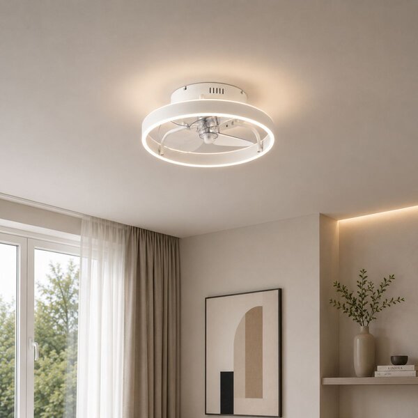 Stropni ventilator bel 50 cm vklj. LED z možnostjo zatemnitve z daljinskim upravljalnikom - Maddy