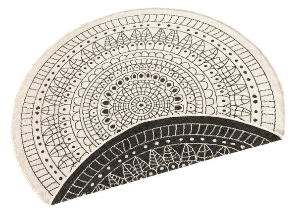 Črna-krem zunanja preproga NORTHRUGS Porto, ⌀ 140 cm