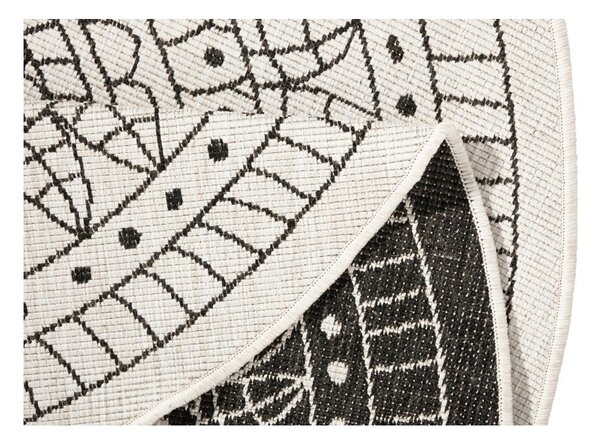 Črna-krem zunanja preproga NORTHRUGS Porto, ⌀ 140 cm