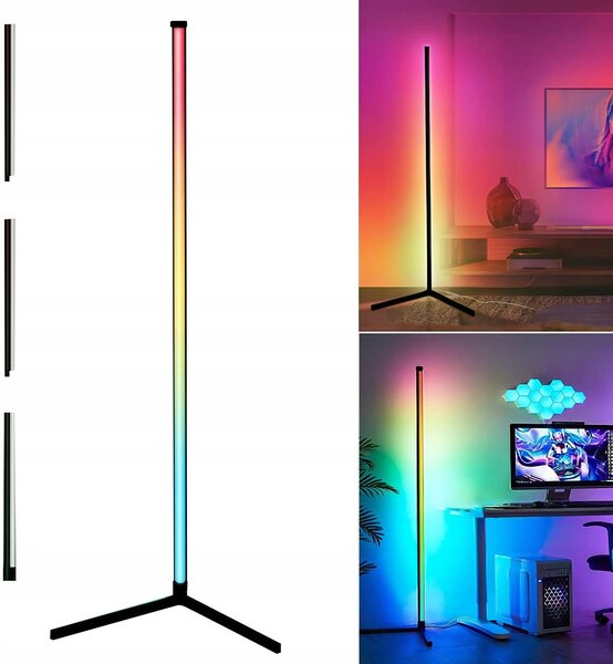 LED RGB kotna talna svetilka 132cm APP + daljinski upravljalnik Rainbow 3D