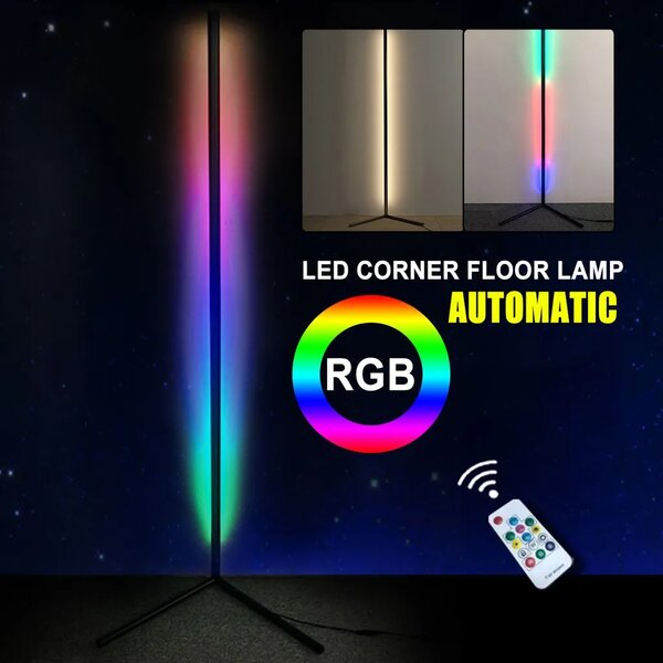 LED RGB kotna talna svetilka 132cm APP + daljinski upravljalnik Rainbow 3D