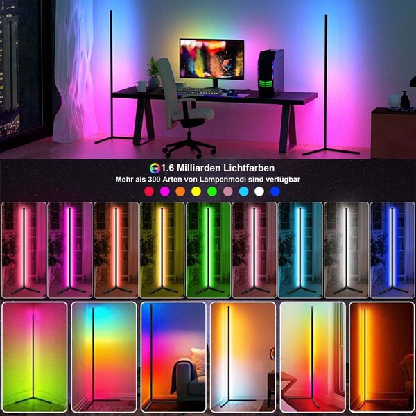 LED RGB kotna talna svetilka 132cm APP + daljinski upravljalnik Rainbow 3D