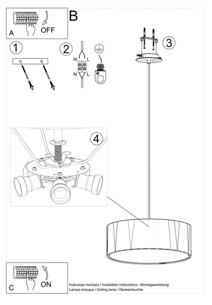 Bela viseča svetilka s senčnikom iz stekla in tekstila ø 45 cm Paktor – Nice Lamps