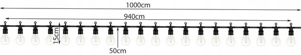 LED zunanja dekorativna girlanda 10m IP44 toplo bela 24V