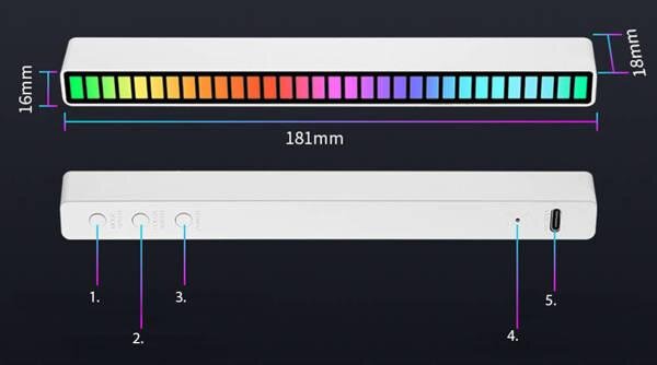 LED RGB aku. dekorativni stolpec USB - glasbeno delovanje 18cm