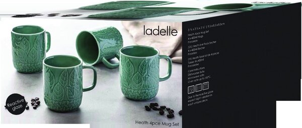 Turkizne porcelanaste skodelice v kompletu 4 ks 400 ml Heath Jade – Ladelle