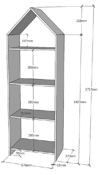 Bela knjižna omara Vipack Casami, 57 x 171 cm