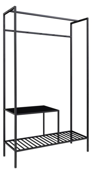 Črn večnamenski garderobni regal z 2 policama House Nordic Vita, 170 x 110 cm