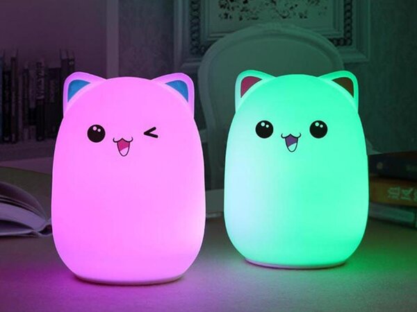 LED RGB akumulatorska mehka otroška lučka touch 1200mAh USB mačka