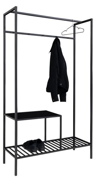 Črn večnamenski garderobni regal z 2 policama House Nordic Vita, 170 x 110 cm