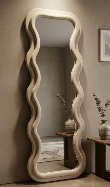 Stensko ogledalo Emily Cream Velvet