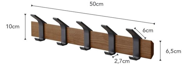 Črn stenski obešalnik iz masivnega jesena Rin Oscuro – YAMAZAKI