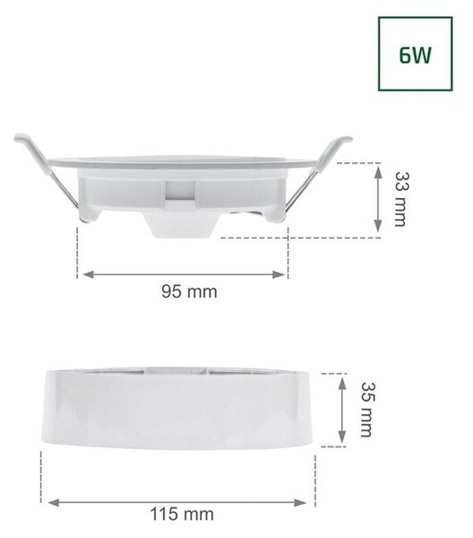 2v1 6W LED panel nadometni ali vgradni 4000K 580lm