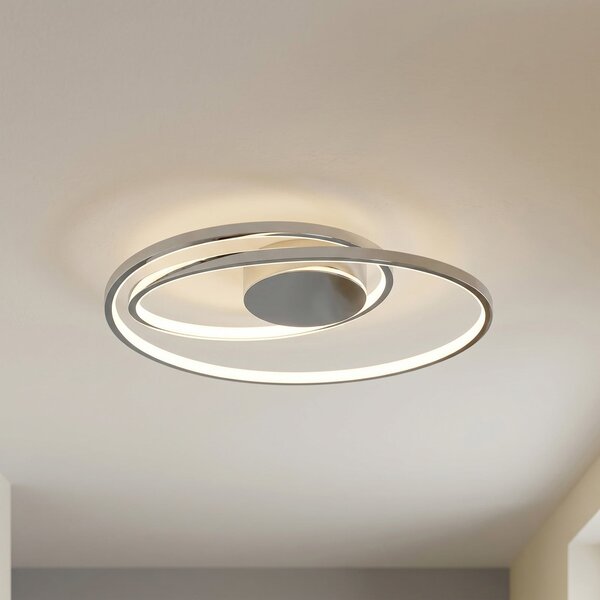 Lucande Maire LED stropna svetilka, zatemnjen, Kovinska, Dnevna soba / jedilnica, Aluminij, Sodobni