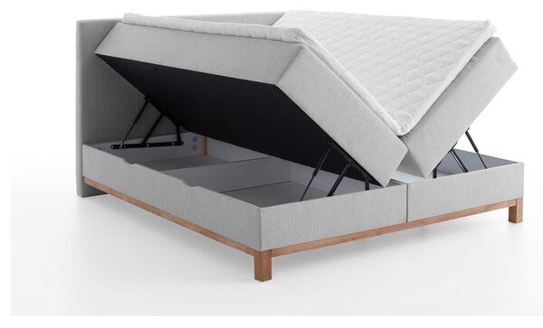 Svetlo siva boxspring postelja s prostorom za shranjevanje 160x200 cm Catania - Meise Möbel