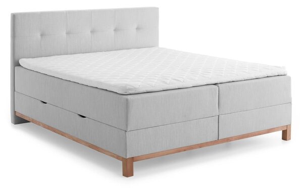 Svetlo siva boxspring postelja s prostorom za shranjevanje 160x200 cm Catania - Meise Möbel