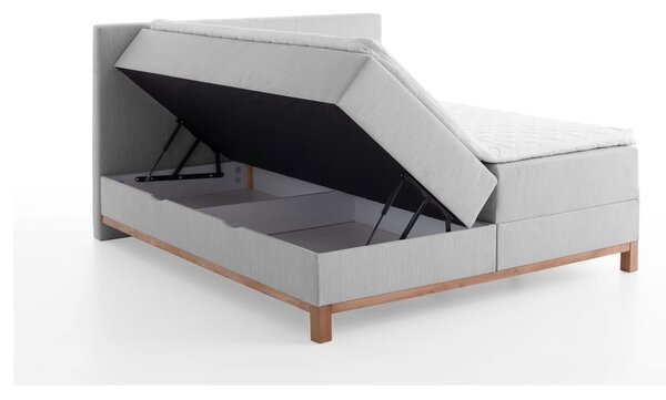 Svetlo siva boxspring postelja s prostorom za shranjevanje 160x200 cm Catania - Meise Möbel