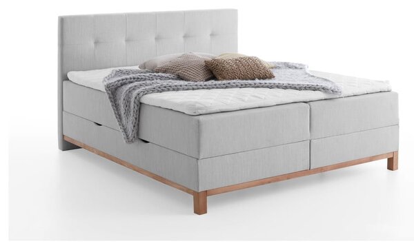 Svetlo siva boxspring postelja s prostorom za shranjevanje 160x200 cm Catania - Meise Möbel