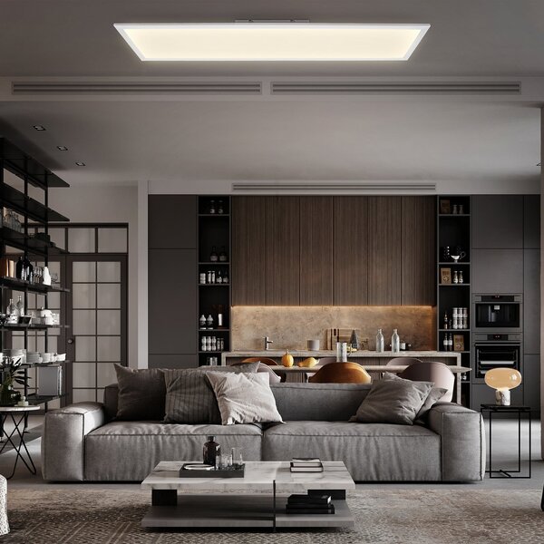B.K. Licht LED-panel Brian CCT, bel, 100 x 25 cm, daljinski upravljalnik, zatemnjen, Bela, Študija / pisarna, Kovina