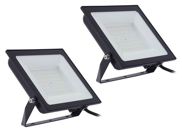 PRIOS Prios LED zunanji reflektor Maikel, 100 W, kovina, komplet 2 kosov, Črna, Aluminij, Sodobni