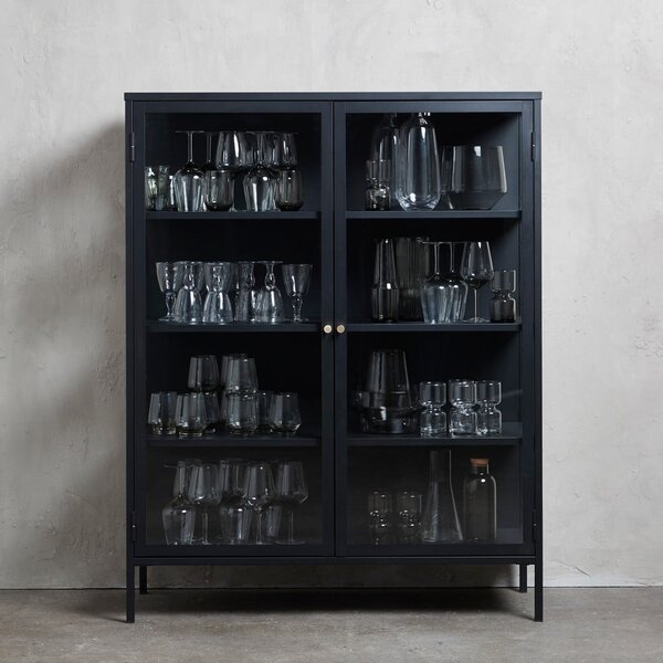 Črna kovinska vitrina 110x140 cm Carmel – Unique Furniture