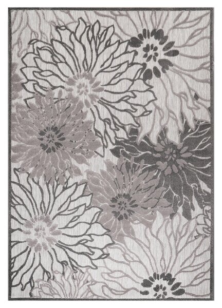 PREPROGA ZA ZUNANJO UPORABO Floral 80/150 cm tkano siva, svetlo siva