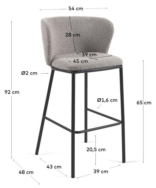 Sivi barski stoli v kompletu 2 ks (višina sedeža 65 cm) Ciselia – Kave Home