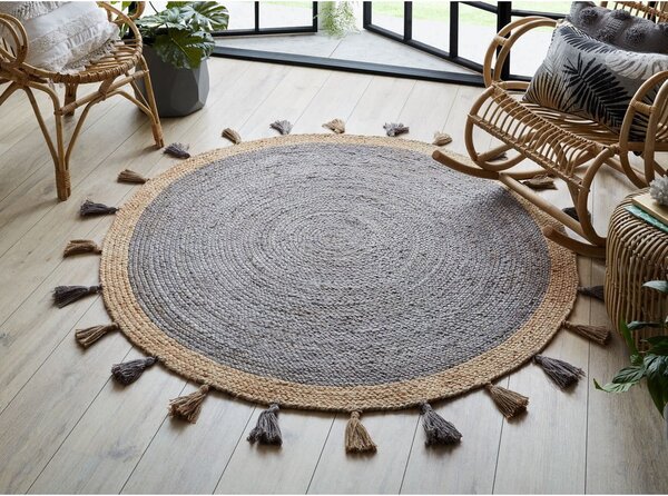 Siva preproga iz jute Flair Rugs Istanbul, ⌀ 150 cm