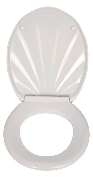 Bela WC deska z enostavnim zapiranjem Wenko Premium Sea Shell, 45,5 x 38 cm