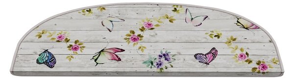 Kremno beli komplet preprog za stopnice 16 ks 20x65 cm Butterfly Life – Vitaus