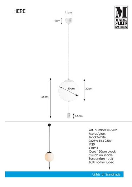 Viseča svetilka Markslöjd Here Pendant 3L