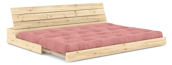 Rožnata raztegljiva sedežna garnitura iz rebrastega žameta 196 cm Base – Karup Design
